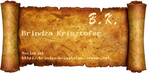 Brindza Krisztofer névjegykártya